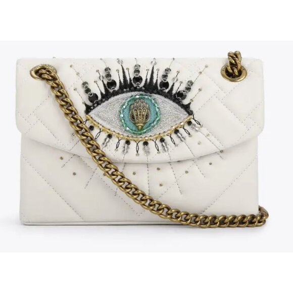 Kurt Geiger Mini Kensington Eye Quilted Leather Crossbody Bag Bone NWT $225 - Picture 2 of 10
